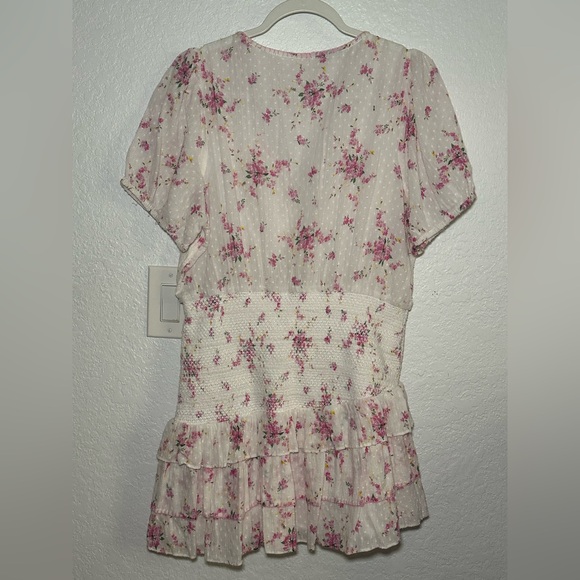 Loveshackfancy Smocked Keelin Floral White/Magenta Mini Women Dress Size M - Picture 15 of 15